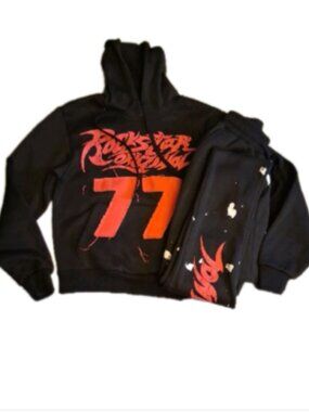 Rockstar Original Women's S Black Hoodie Pants Retro Y2K Screen Print Sweat Suit